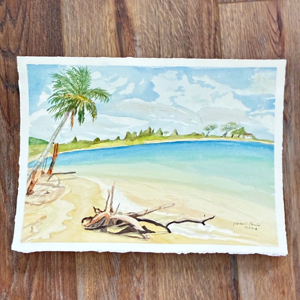 Caribbean Beach Palm Tree Painting 2018 Warren C Plauche Original Watercolor